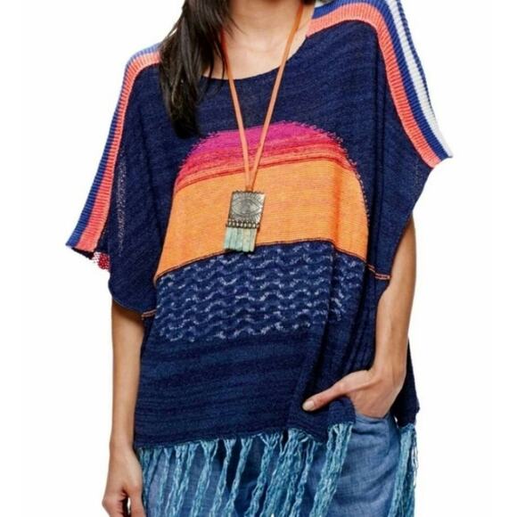 Free People Sunset Fringe XS Small Poncho - Picture 8 of 8